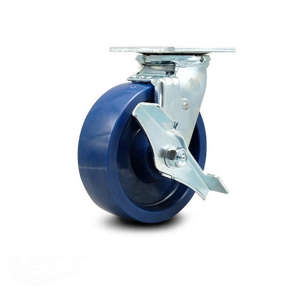 6 Inch Solid Polyurethane Swivel Caster with Ball Bearing and Brake SCC